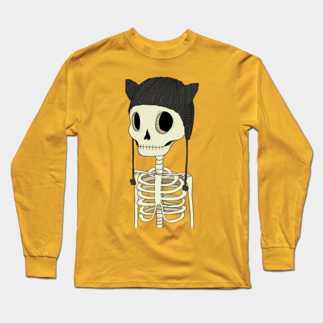 Skeleton Kitty Long Sleeve T-Shirt by agrapedesign